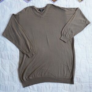 Murano Italian Man Tall 3XT Taupe V Neck Long Sleeve‎ Knit Lightweight Sweater